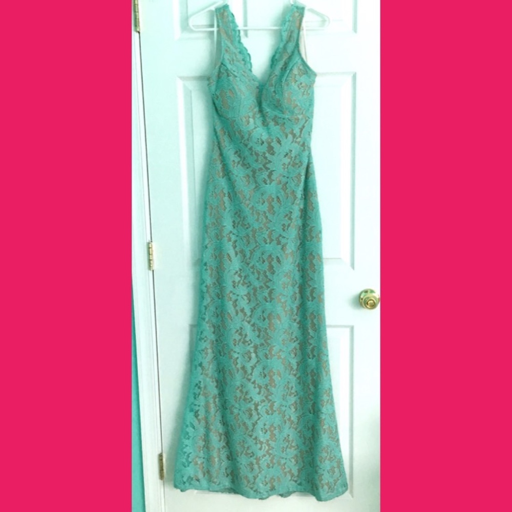 City Studio Light Blue Lace Gown